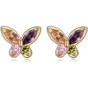 Women's Multi Butterfly Zirconia Crystal Gold Plated Earrings Jewellery